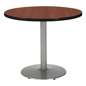 Round Pedestal Table w/ Silver Base - Dark Mahogany