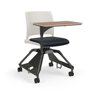 Learn2 Strive Mobile Tablet Arm Chair - Light Tone Chair, Bronze Metallic Frame, Cherry Storm Tablet Finish, Midnight Fabric Color