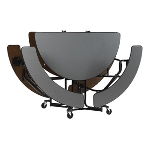 Uniframe Mobile Round Cafeteria Split-Bench Table - Shown folded