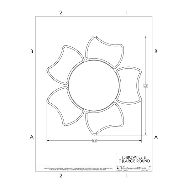 Shapes Series II Vinyl Soft Seating Set - Bow Tie Flower (12" H & 18" H) - Footprint