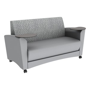 Shapes Series II Common Area Sofa w/ Tablet Arms (Grade 2 Material) - Charlotte Silver/Cool Gray w/ Cosmic Strandz Tablet