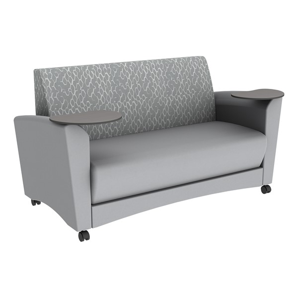 Shapes Series II Common Area Sofa w/ Tablet Arms (Grade 2 Material) - Charlotte Silver/Cool Gray w/ Cosmic Strandz Tablet