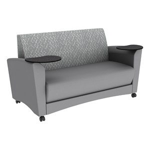 Shapes Series II Common Area Sofa w/ Tablet Arms (Grade 2 Material) - Charlotte Silver/Light Gray w/ Graphite Tablet