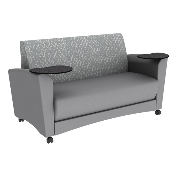 Shapes Series II Common Area Sofa w/ Tablet Arms (Grade 2 Material) - Charlotte Silver/Light Gray w/ Graphite Tablet