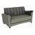 Shapes Series II Common Area Sofa w/ Tablet Arms (Grade 2 Material) - Telegraph Steel/Taupe w/ Graphite Tablet