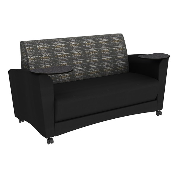 Shapes Series II Common Area Sofa w/ Tablet Arms (Grade 2 Material) - Telegraph Steel/Black w/ Graphite Tablet