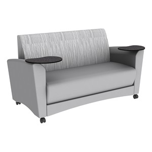 Shapes Series II Common Area Sofa w/ Tablet Arms (Grade 3 Material) - Live Wire Stone/Light Gray w/ Graphite Tablet