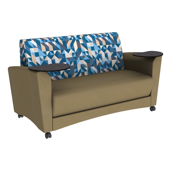 Shapes Series II Common Area Sofa w/ Tablet Arms - Angle Midnight/Chocolate w/ Graphite Tablet
