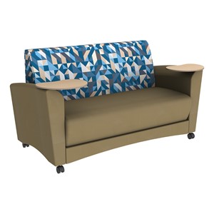 Shapes Series II Common Area Sofa w/ Tablet Arms (Grade 3 Material) - Angle Midnight/Chocolate w/ Maple Tablet