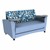 Shapes Series II Common Area Sofa w/ Tablet Arms (Grade 3 Material) - Angle Midnight/Powder Blue w/ Cosmic Strandz Tablet