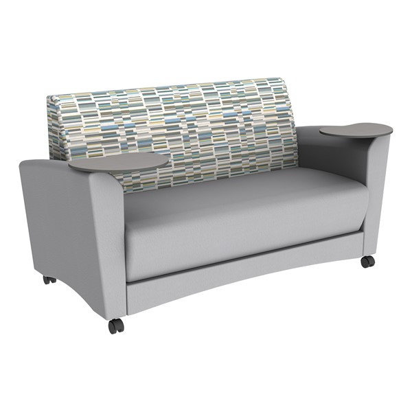 Shapes Series II Common Area Sofa w/ Tablet Arms (Grade 4 Material) - Bandwidth Circuit/Light Gray w/ Cosmic Strandz Tablet