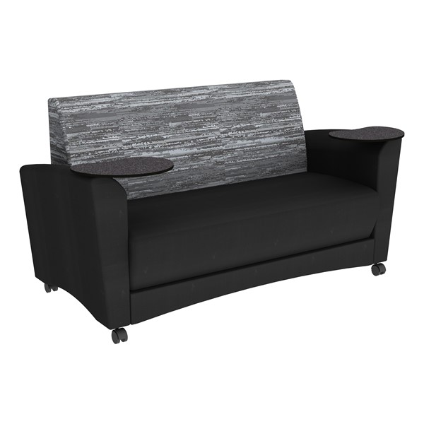 Shapes Series II Common Area Sofa w/ Tablet Arms (Grade 4 Material) - Sirocco Shoal/Black w/ Graphite Tablet