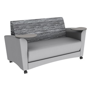 Shapes Series II Common Area Sofa w/ Tablet Arms (Grade 4 Material) - Sirocco Shoal/Light Gray w/ Cosmic Strandz Tablet