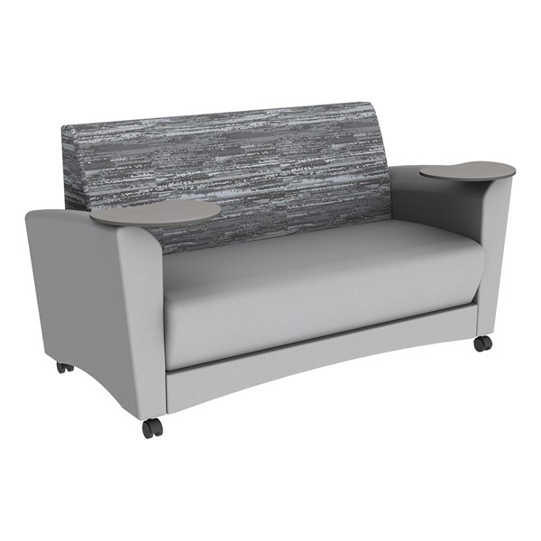 Shapes Series II Common Area Sofa w/ Tablet Arms (Grade 4 Material) - Sirocco Shoal/Light Gray w/ Cosmic Strandz Tablet