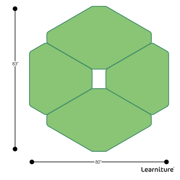 Structure Series Large Diamond Mobile Collaborative Table w/ Whiteboard Top - Grouped Footprint (Two Diamond and Two Large Diamond Mobile Collaborative Tables Shown)