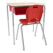 Open Front Desk w/ Color Book Box and Silver Mist Frame and 18" Structure Series School Chair Set