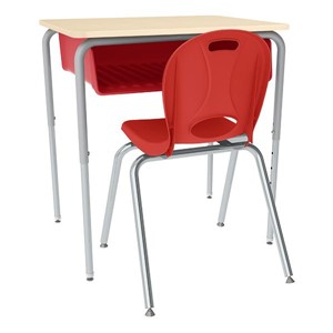 Open Front Desk w/ Color Book Box and Silver Mist Frame and 18-Inch Structure Series School Chair Set Open Front Desk w/ Color Book Box and Silver Mist Frame and 18-Inch Structure Series School Chair Set