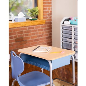 Open Front Desk w/ Color Book Box and Silver Mist Frame and 18-Inch Structure Series School Chair Set