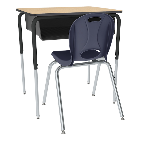 Open Front Desk w/ Black Book Box and Frame and 18-Inch Structure Series School Chair Set