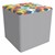Shapes Series II Modular Soft Seating Cube (Compass Sapphire w/ Red Vinyl Sides)
