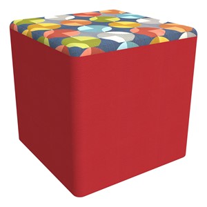 Shapes Series II Modular Soft Seating Cube (Compass Sapphire w/ Red Vinyl Sides)