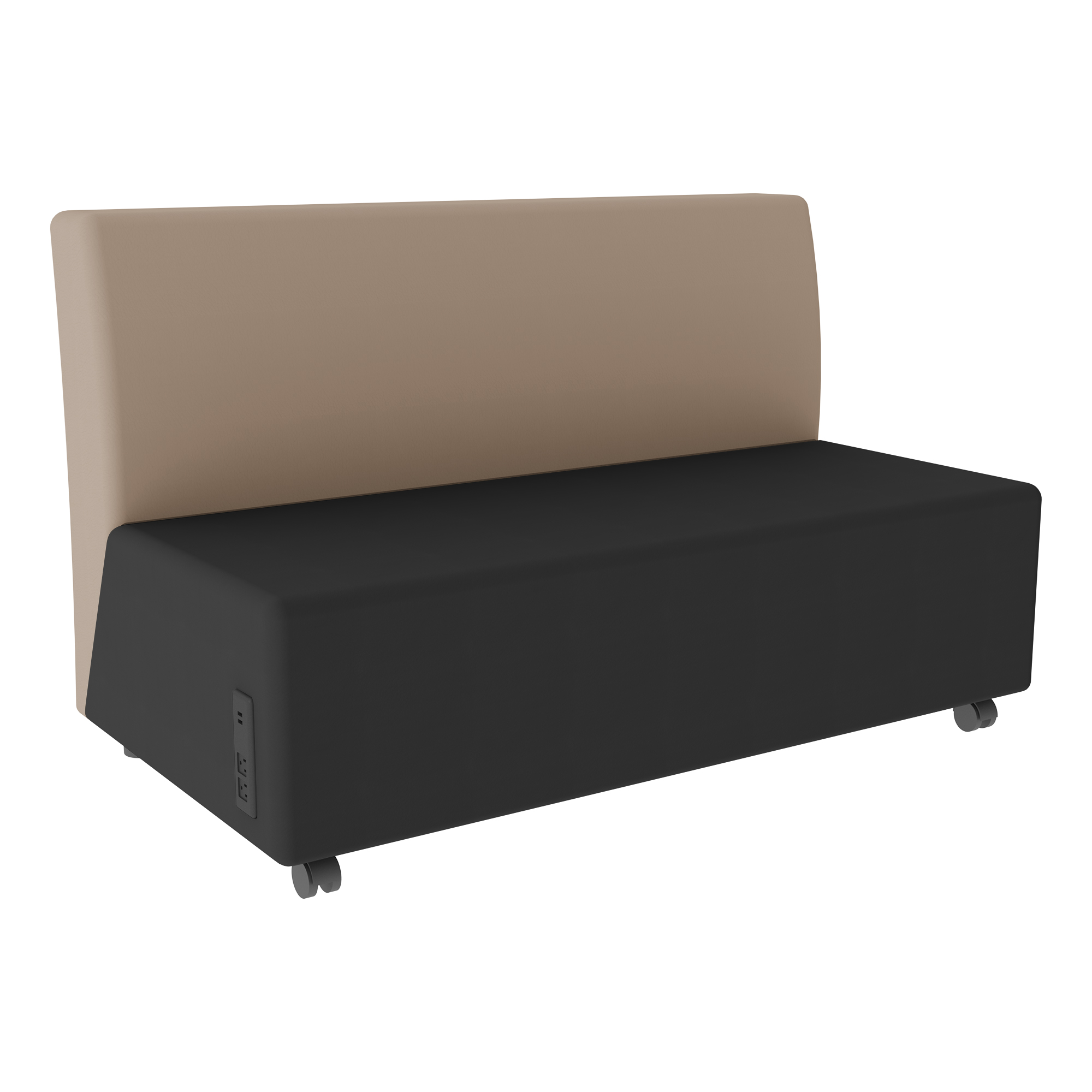 Shapes Series II Soft Seating Sofa w/ USB & Electrical Outlets - Black Seat/Taupe Back