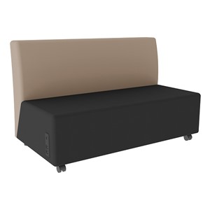 Shapes Series II Soft Seating Sofa w/ USB & Electrical Outlets - Black Seat/Taupe Back