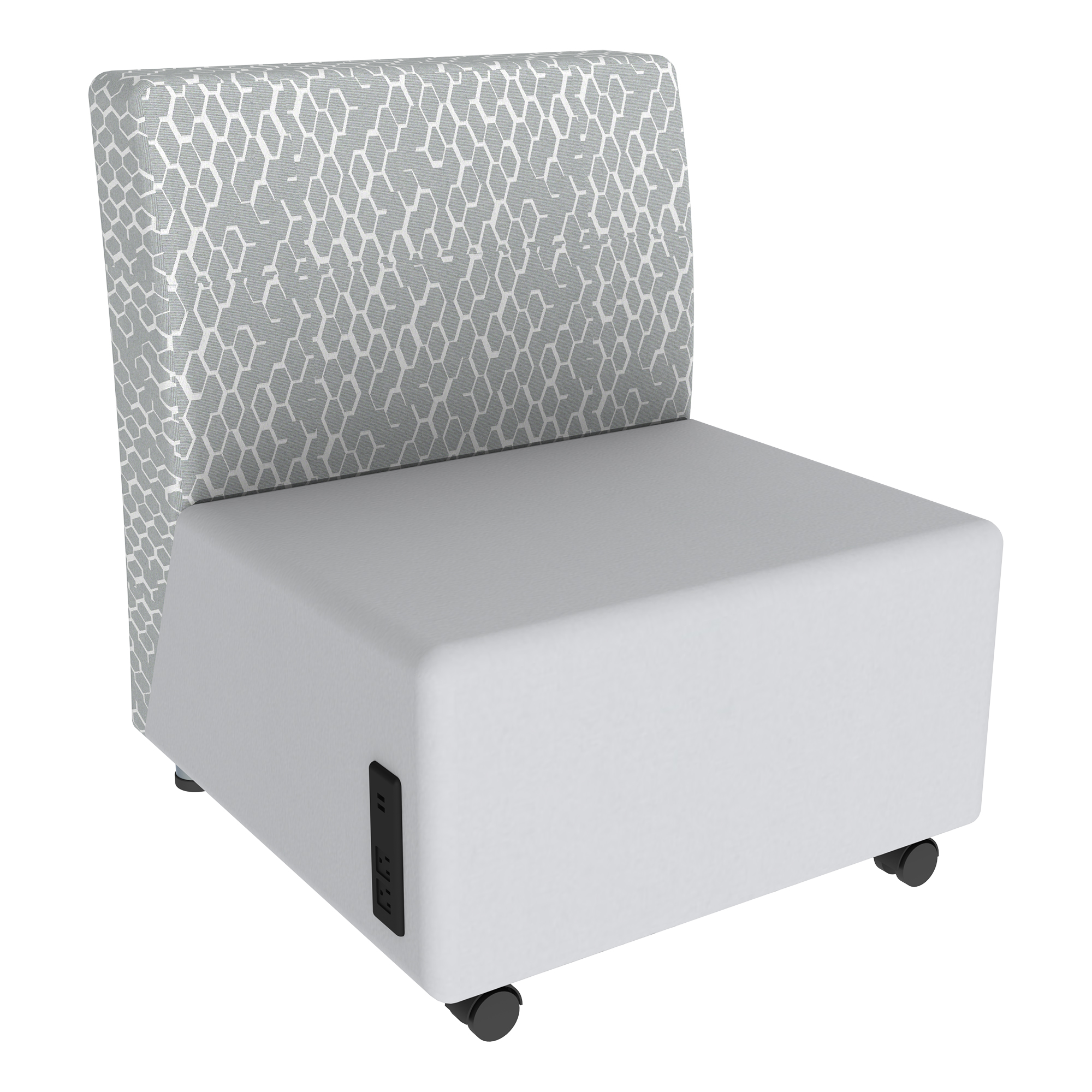 Shapes Series II Soft Seating Chair w/ USB & Electrical Outlets - Charlotte Silver w/ Cool Gray