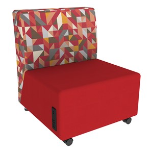 Shapes Series II Soft Seating Chair w/ USB & Electrical Outlets - Angle Pepper w/ Red
