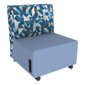 Shapes Series II Soft Seating Chair w/ USB & Electrical Outlets - Angle Midnight w/ Powder Blue
