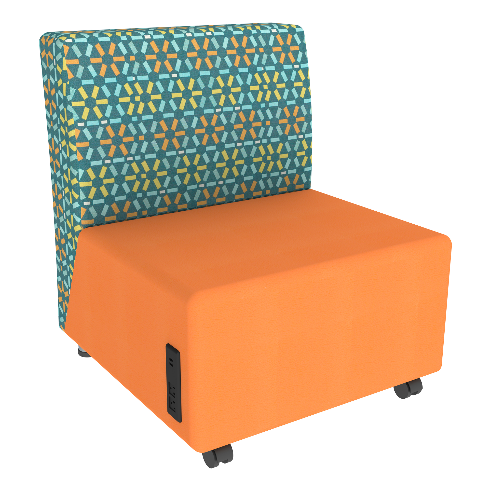 Shapes Series II Soft Seating Chair w/ USB & Electrical Outlets - Atomic Baltic w/ Orange