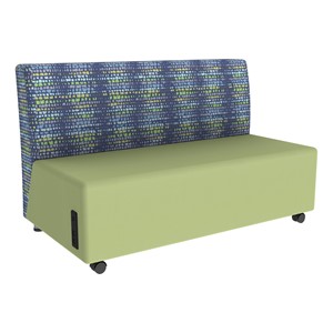 Shapes Series II Soft Seating Sofa w/ USB & Electrical Outlets - Telegraph Indigo w/ Fern Green