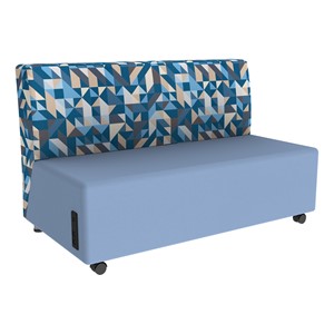 Shapes Series II Soft Seating Sofa w/ USB & Electrical Outlets - Angle Midnight w/ Powder Blue