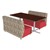 Shapes Series II Designer Soft Seating Sofa and Café Table - Confetti & Red Sofas w/ Figured Mahogany Table