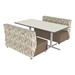 Shapes Series II Designer Soft Seating Sofa and Café Table - Desert & Chocolate Sofas w/ Clean Linen Table