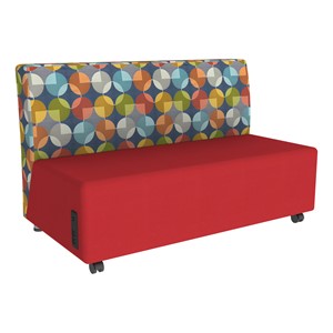 Shapes Series II Soft Seating Sofa w/ USB & Electrical Outlets - Compass Sapphire w/ Red