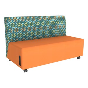 Shapes Series II Soft Seating Sofa w/ USB & Electrical Outlets - Atomic Baltic w/ Orange