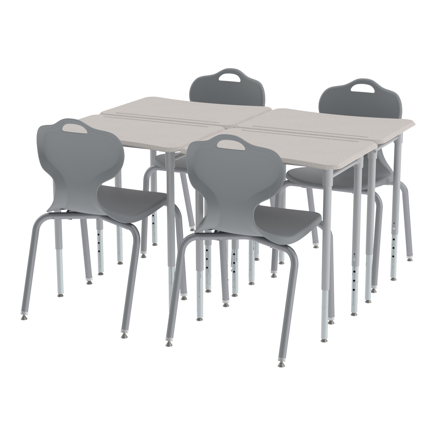 Rectangle Collaborative Desk w/ Curved Edge - Grouped