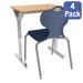 Adjustable-Height Y-Frame Desk and 18-Inch Profile Series School Chair Set - Four Desks/Chairs