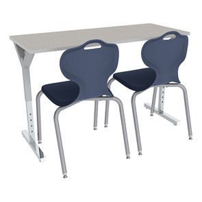 Adjustable-Height Y-Frame Two-Student Desk and 18" Profile Series School Chair Set