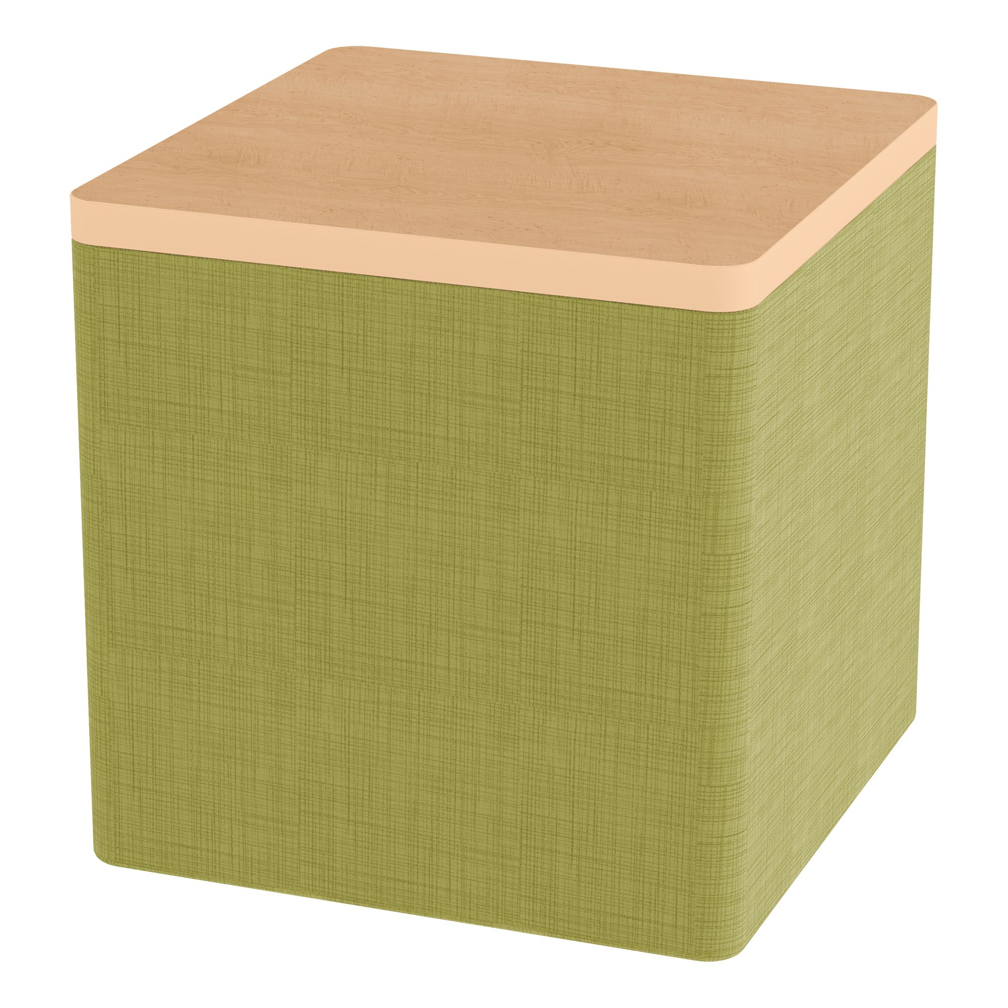 Shapes Series II Soft Seating w/ Tabletop - Cube - Green Crosshatch w/ Maple Tabletop