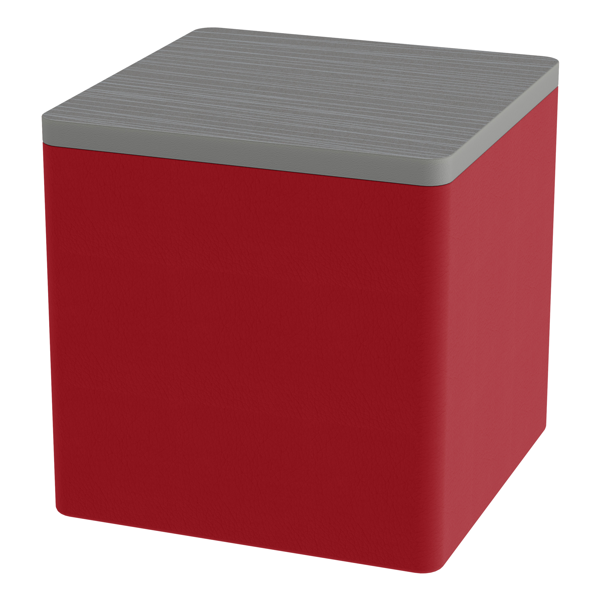 Shapes Series II Soft Seating w/ Tabletop - Cube - Red Smooth Grain w/ Cosmic Strandz Tabletop