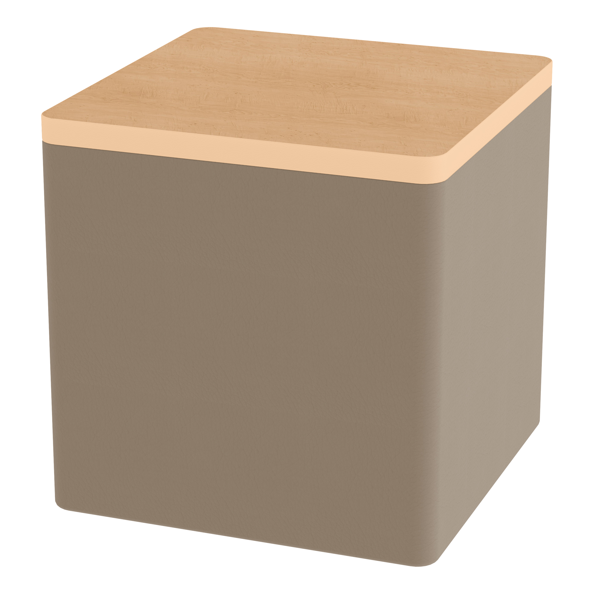 Shapes Series II Soft Seating w/ Tabletop - Cube - Taupe Smooth Grain w/ Maple Tabletop