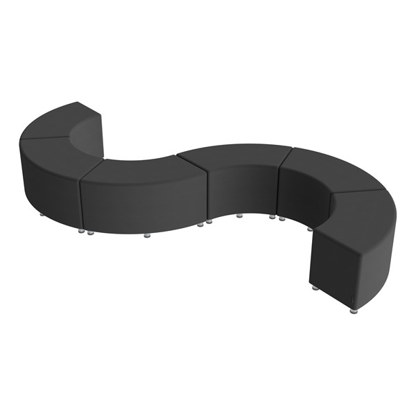 Shapes Series II Vinyl Soft Seating - 18" S-Curve (Pack of Six) - Black (Shown w/ optional 2" legs)