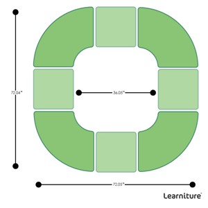 Shapes Series II Vinyl Soft Seating - Donut Set w/ Two Cube Tabletops - Grouped Footprint