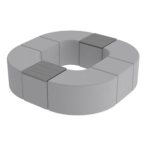 Shapes Series II Vinyl Soft Seating - Donut Set w/ Two Cube Tabletops - Light Gray Smooth Grain Seats w/ Cosmic Strandz Tabletops