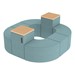 Shapes Series II Vinyl Soft Seating - Donut Set w/ Two Power Dividers - Blue Crosshatch Seats w/ Maple Tabletops