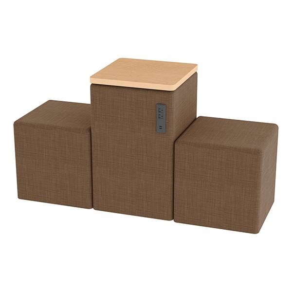 Shapes Series II Vinyl Seating - Power Station - Brown Crosshatch Seats w/ Maple Tabletop