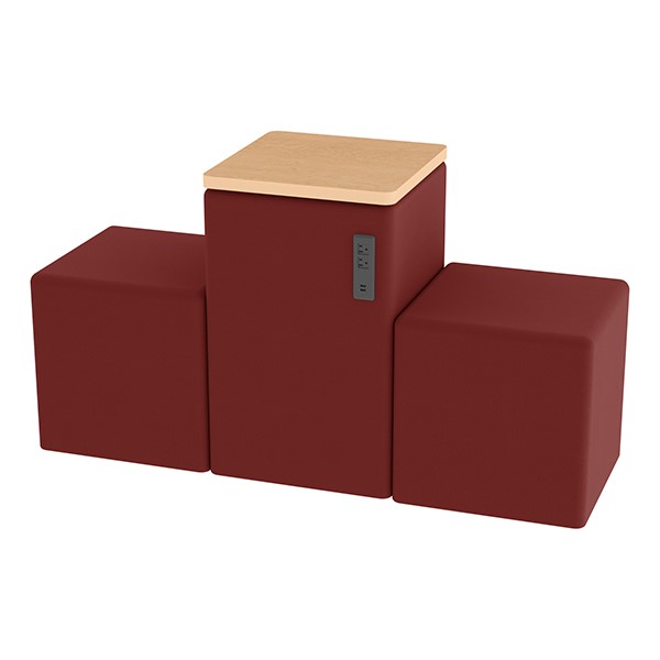 Shapes Series II Vinyl Seating - Power Station - Burgundy Smooth Grain Seats w/ Maple Tabletop