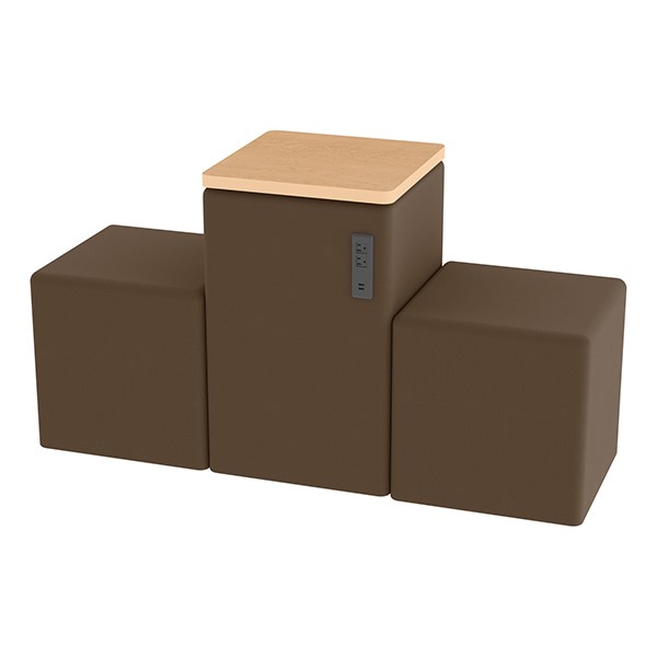 Shapes Series II Vinyl Seating - Power Station - Chocolate Smooth Grain w/ Maple Tabletop